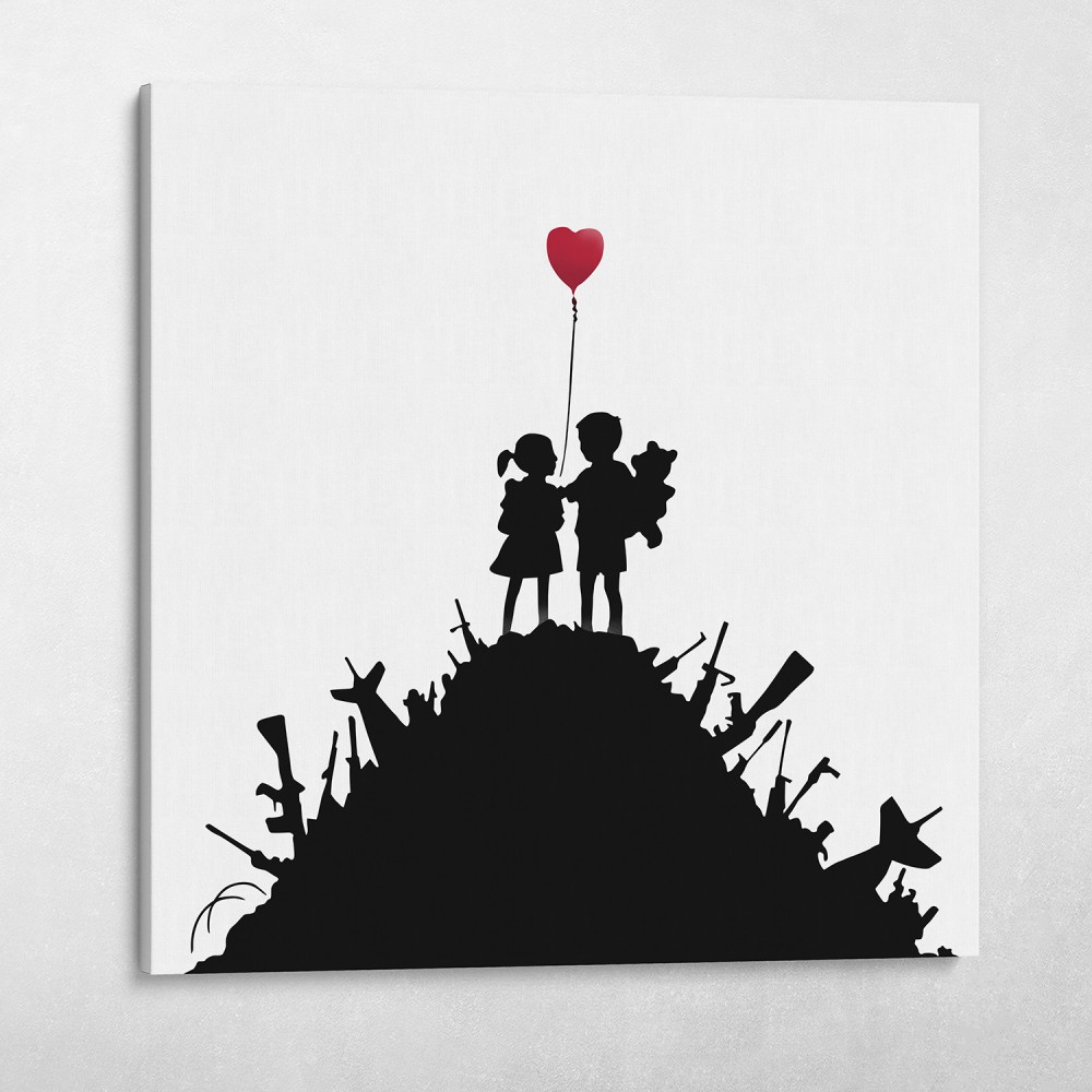 Kids On Guns Banksy Canvas Graffiti Wall Art | Canvas Wall Art